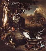 A Deerhound with Dead Game and Implements of the Chase Jan Weenix